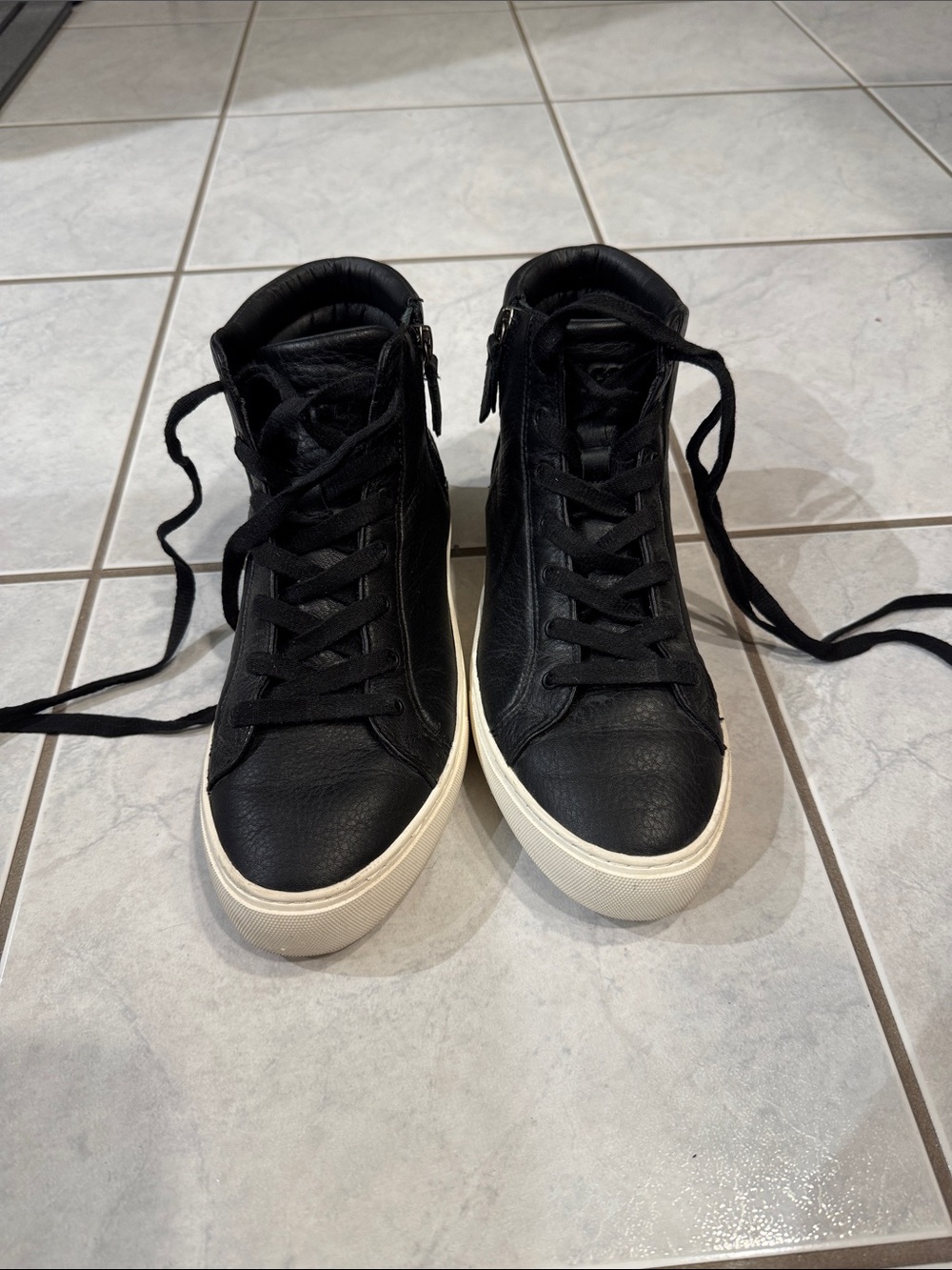 UGG Women's Black High-Top Sneakers with White Sole